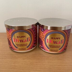 Bath & Body Works Happy Diwali Patchouli & Rosewood Candles - Multicolor